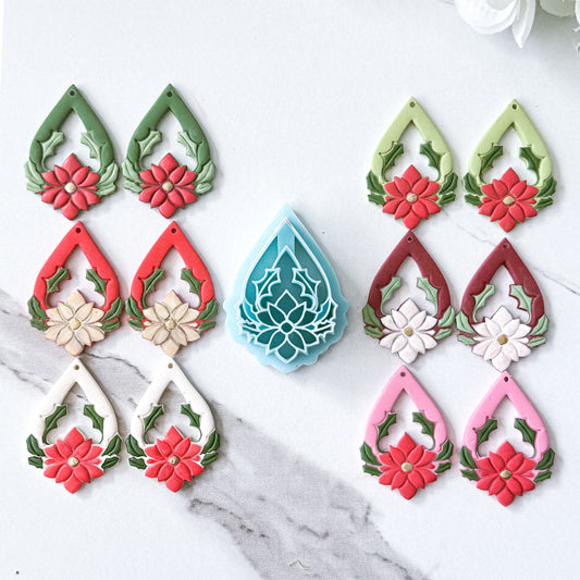 Poinsettia and Holly Window Clay Cutter - September 2025 Launch