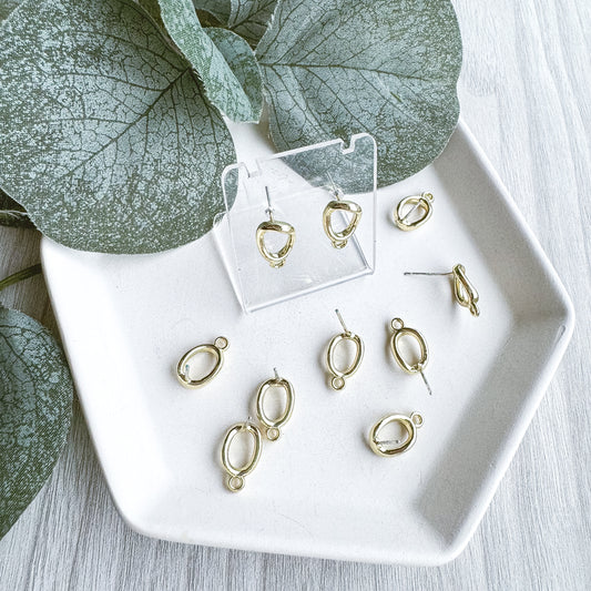 Gold Oval Stud - 10 PIECES