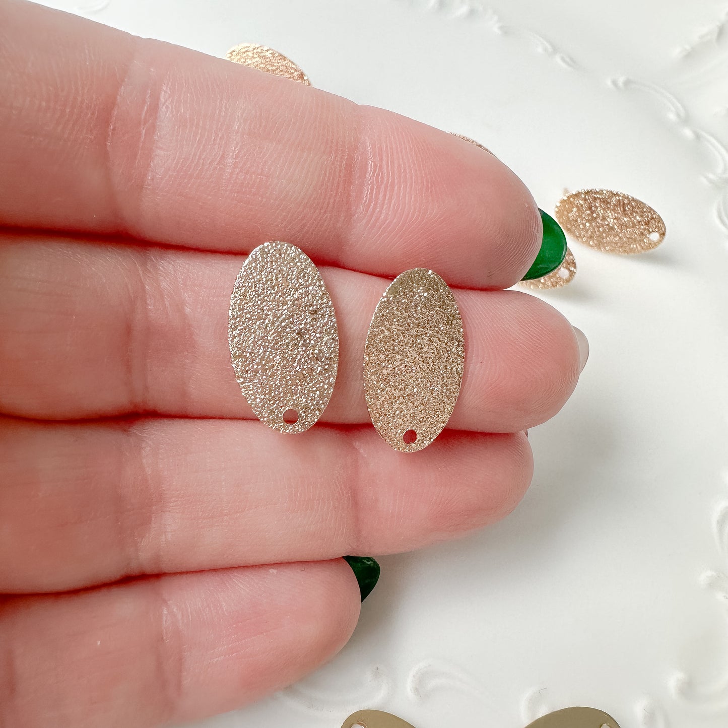 Hammered Slim Oval Stud Finding - 10 PIECES - December 2023