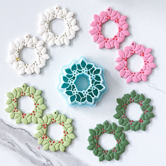 Holly and Berries Christmas Wreath Clay Cutter - September 2025 Launch