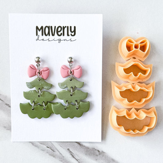 4 Piece Christmas Tree and Bow Clay Cutter Set - September 2025 Launch