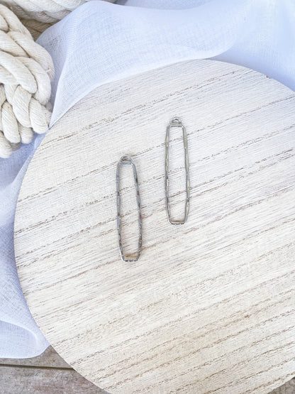 Long Hammered Rectangle Bezel - 10 PIECES