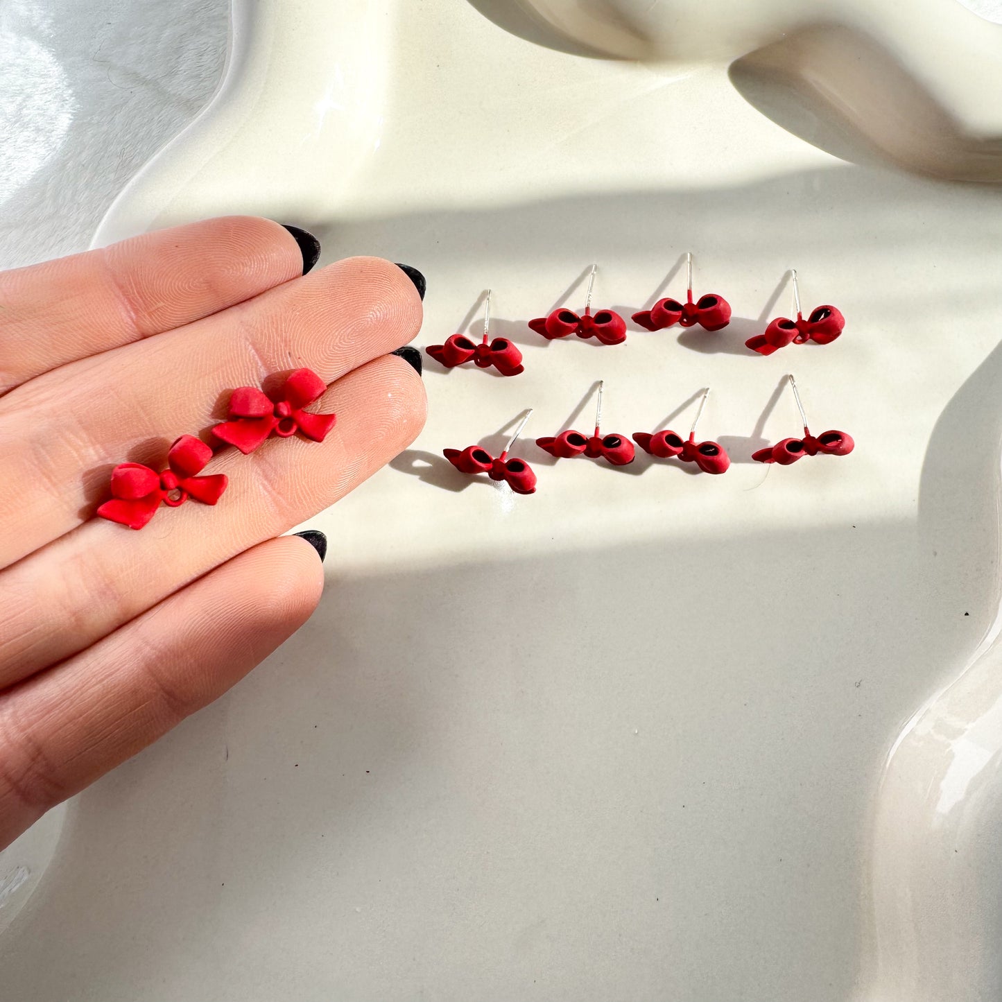 Red Bow Enamel Stud Finding - 10 PIECES - October 2025 Launch