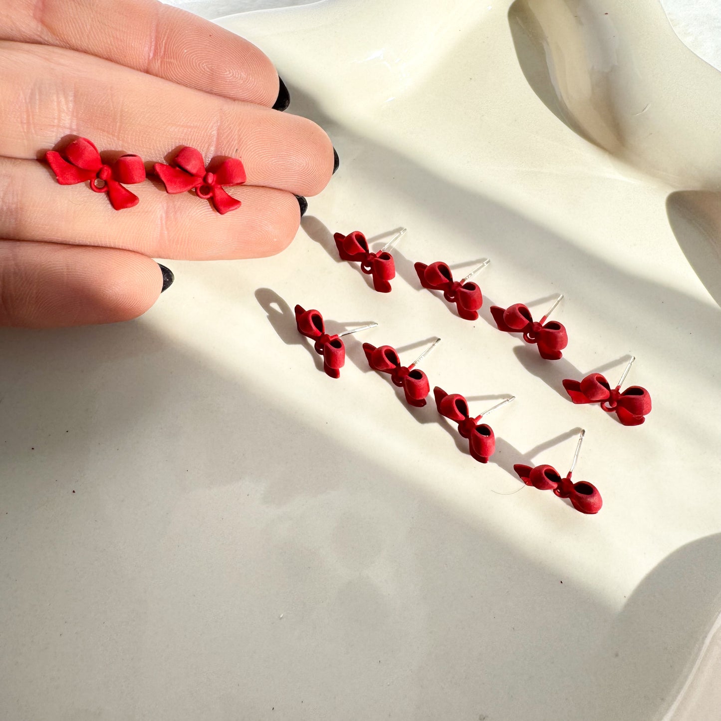 Red Bow Enamel Stud Finding - 10 PIECES - October 2025 Launch