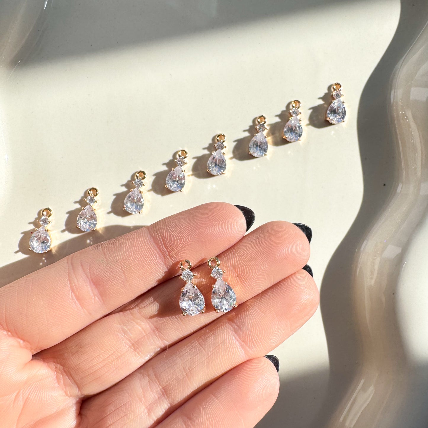 Double Cz Teardrop Charm - 10 PIECES - October 2025 Launch
