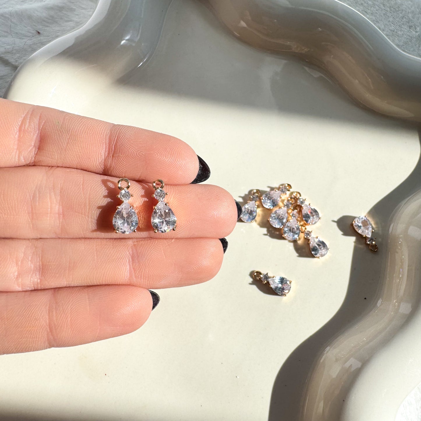 Double Cz Teardrop Charm - 10 PIECES - October 2025 Launch