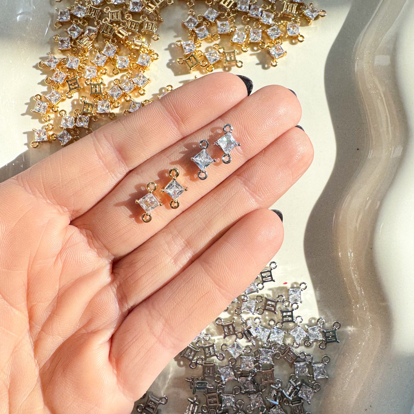 Diamond Shape CZ Connector - Forward Facing Loops - 10 PIECES - October 2025 Launch