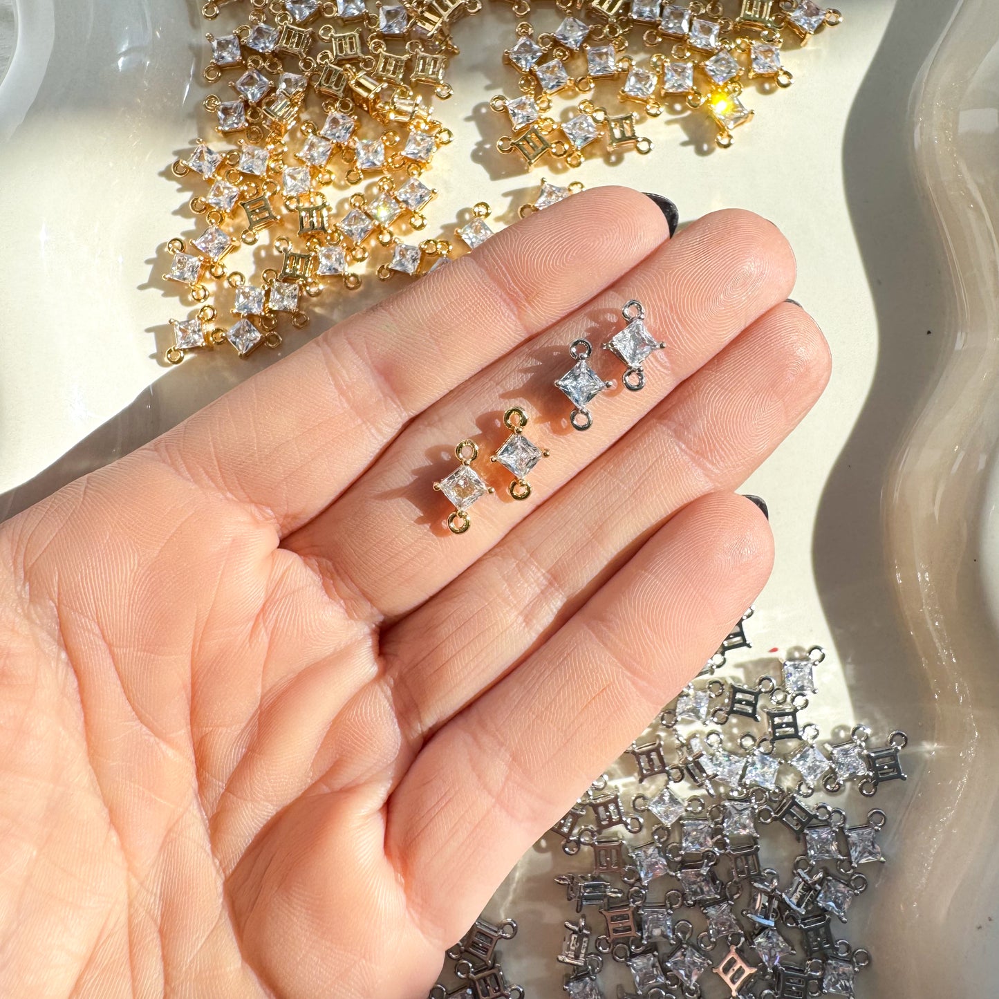 Diamond Shape CZ Connector - Forward Facing Loops - 10 PIECES - October 2025 Launch