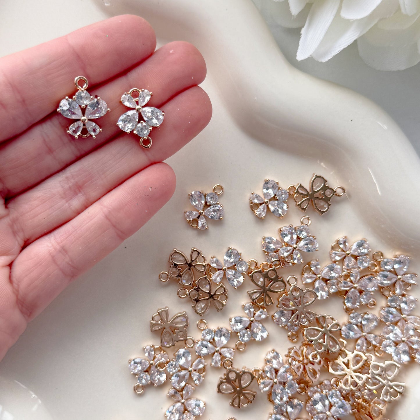 CZ Butterfly/Flower Connector - 10 PIECES - October 2025 Launch