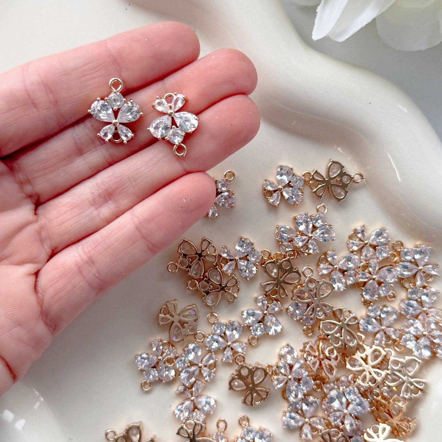 CZ Butterfly/Flower Connector - 10 PIECES - October 2025 Launch