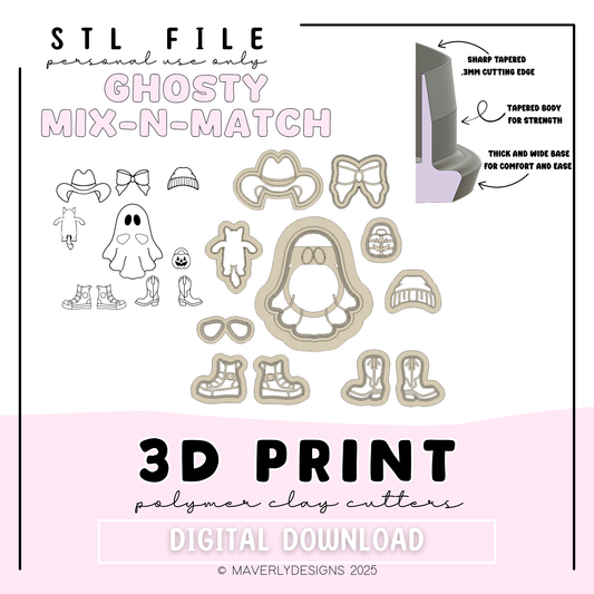 Ghosty Mix-n-Match - Digital Download - STL Polymer Clay Cutter - Print your own Clay Cutter