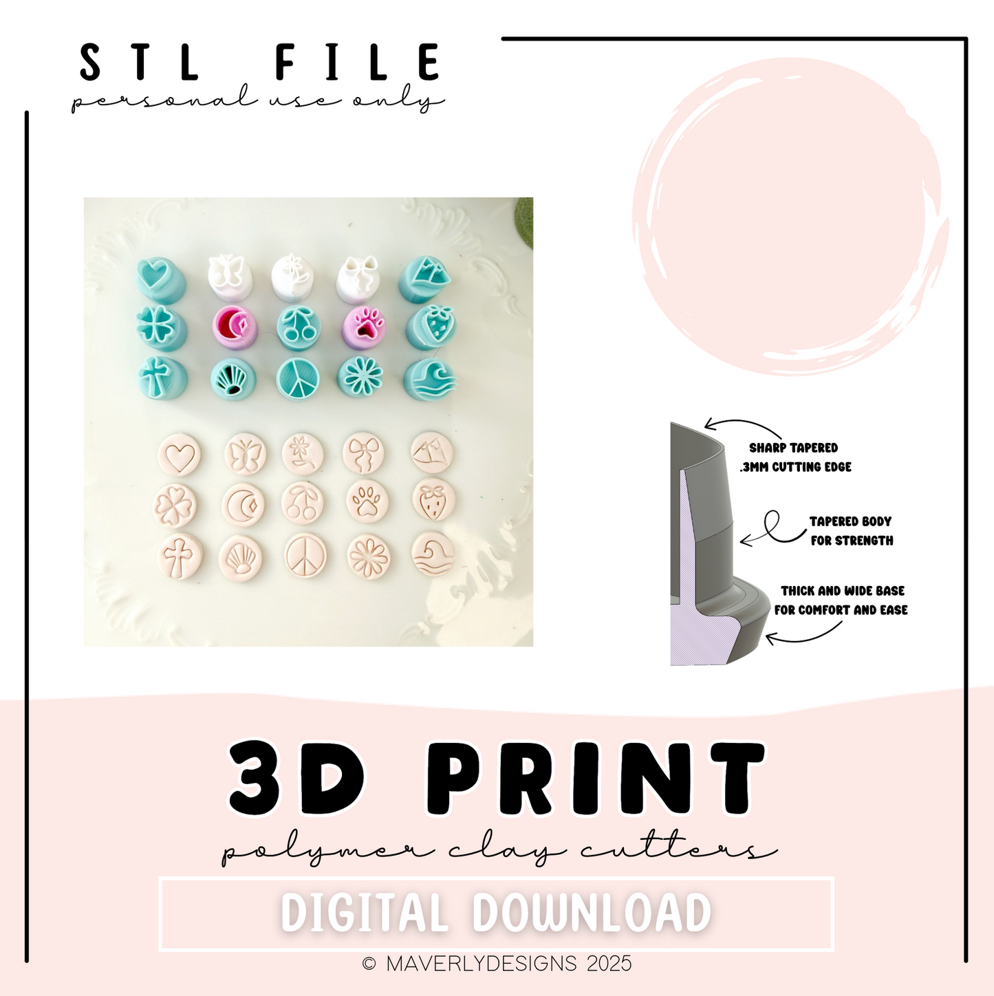 !Mini Stamps- Digital Download - STL Polymer Clay Cutter - Print your own Clay Cutter