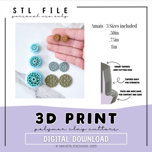 Amais Digital Download - STL Polymer Clay Cutter - Print your own Clay Cutter - 2026