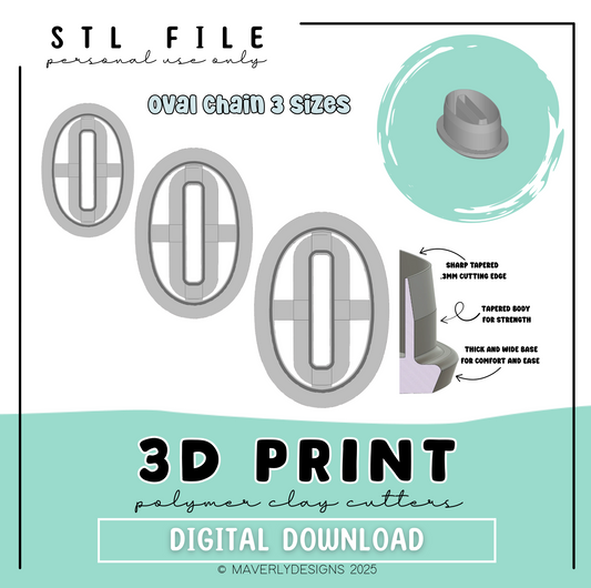 !Oval Chain Link - Digital Download - STL Polymer Clay Cutter - Print your own Clay Cutter - 2026