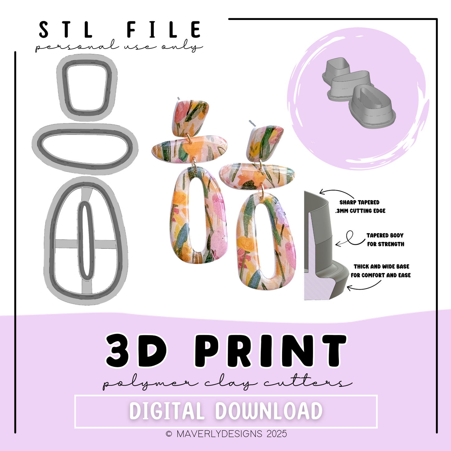 Liselle Set - Digital Download - STL Polymer Clay Cutter - Print your own Clay Cutter - 2026