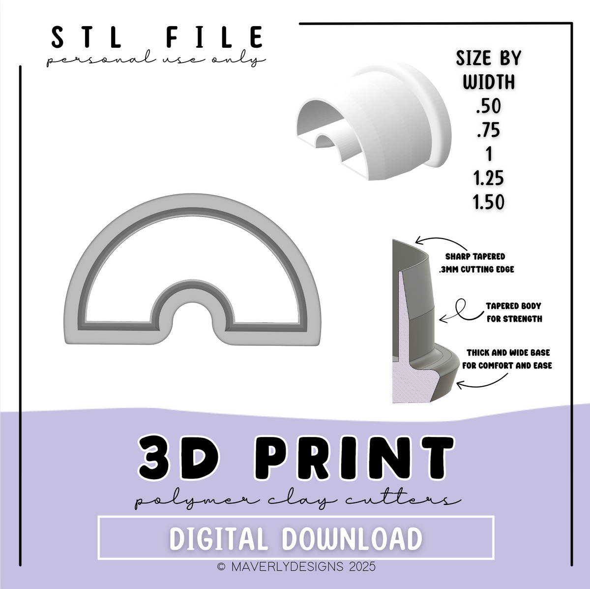 Half Circle CUT Basic Set - Digital Download - STL Polymer Clay Cutter - Print your own Clay Cutter - 2026
