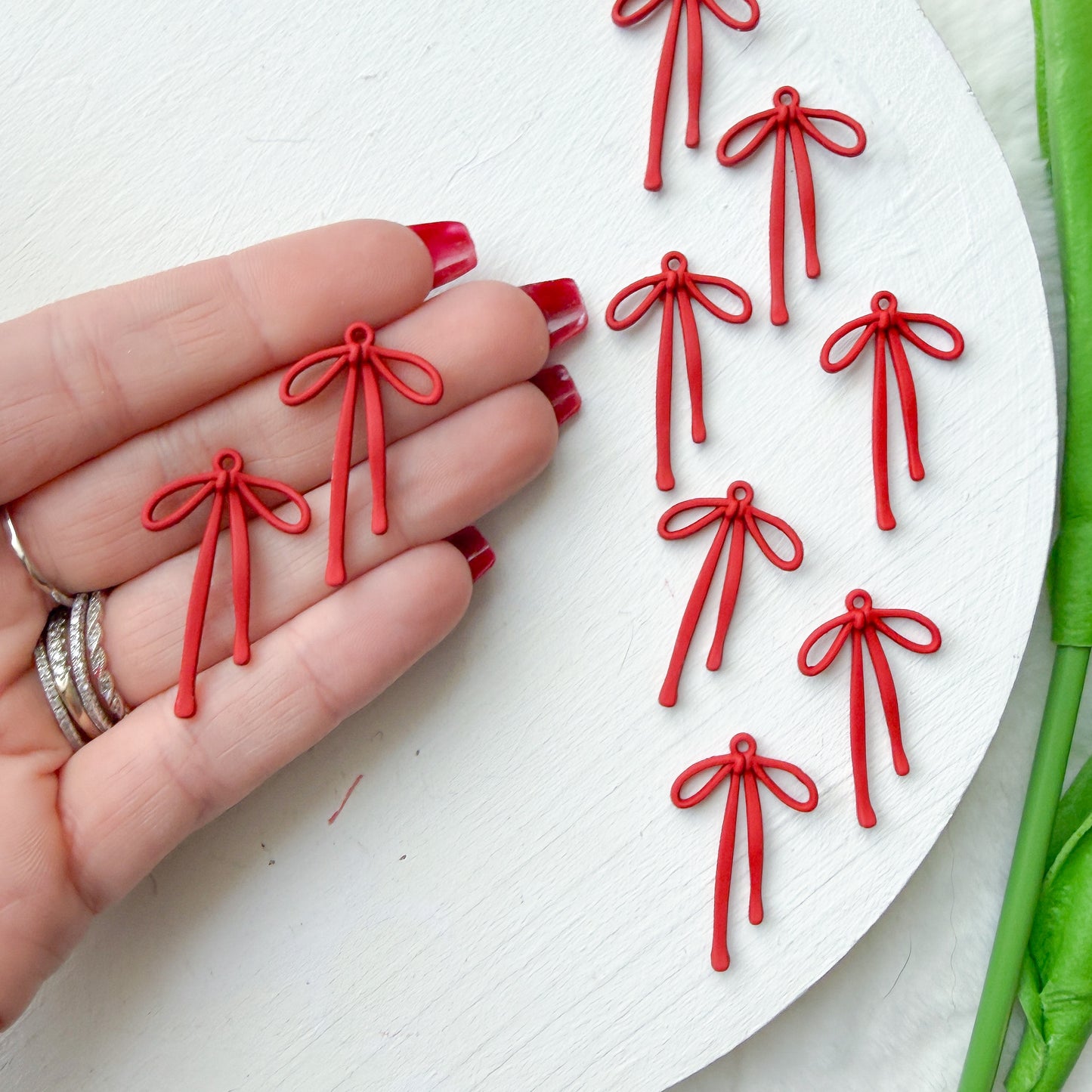 Red Shoe Lace Bow Charm- 10 PIECES - December 2025 Launch