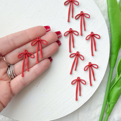 Red Shoe Lace Bow Charm- 10 PIECES - December 2025 Launch