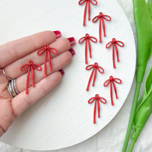 Red Shoe Lace Bow Charm- 10 PIECES - December 2025 Launch