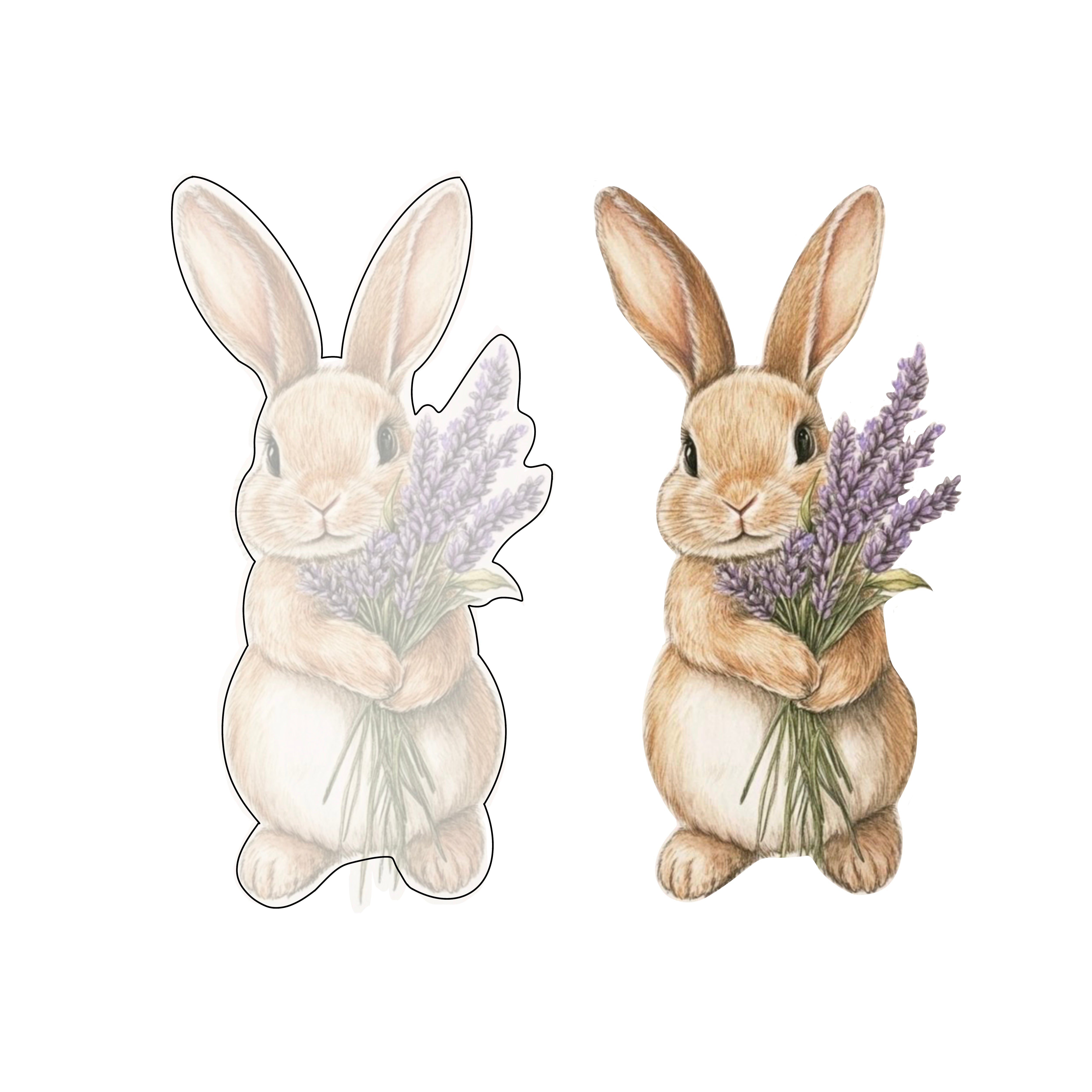 Lavender Bunny Outline Clay Cutter and Matching Transfer Paper