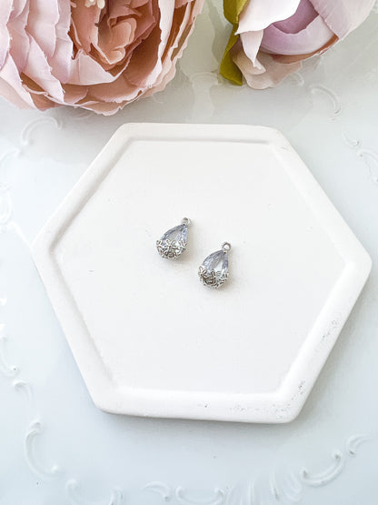 Silver CZ Flower Embrace Charm (10 PIECES) - February Launch