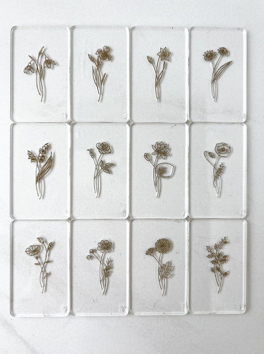 Birth Flower Acrylic Tile (SET OF 12 PIECES) - February Launch