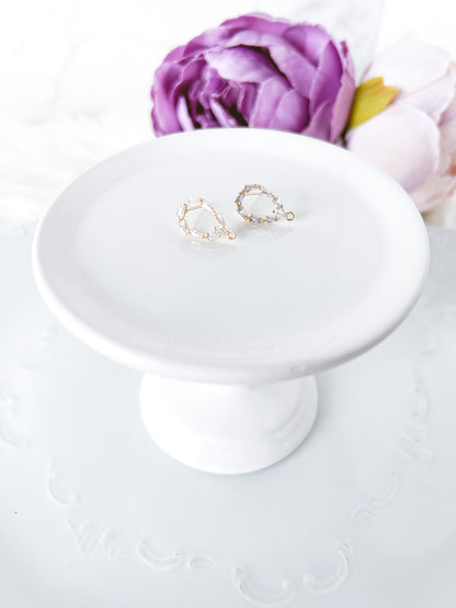 Oval Pave Halo Stud Finding - 10 PIECES - March Launch