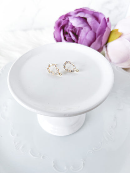 Oval Pave Halo Stud Finding - 10 PIECES - March Launch