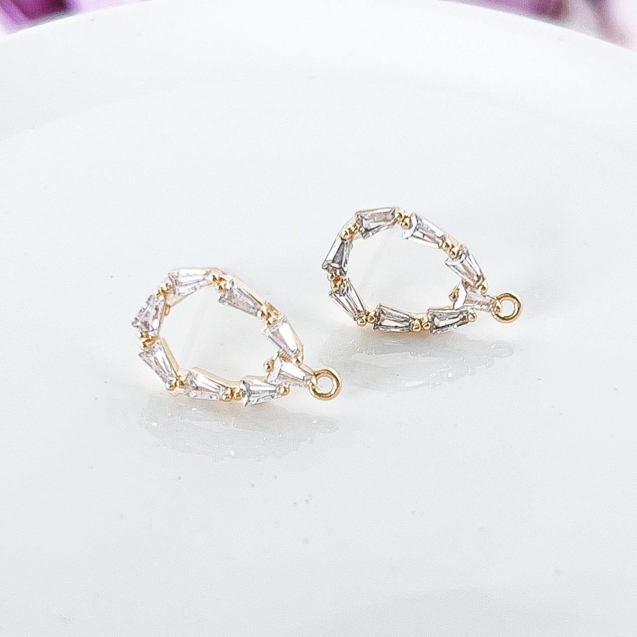 Oval Pave Halo Stud Finding - 10 PIECES - March Launch