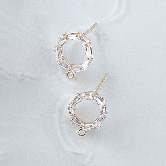 Circle CZ Pave Halo Stud FInding - 10 PIECES - March Launch