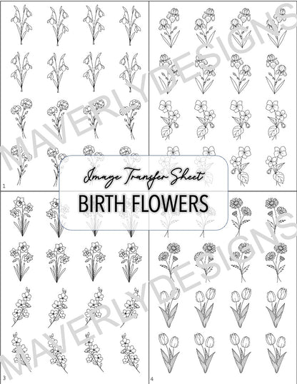 B&W - Birth Month Transfer Paper (12 Sheets) - February Launch