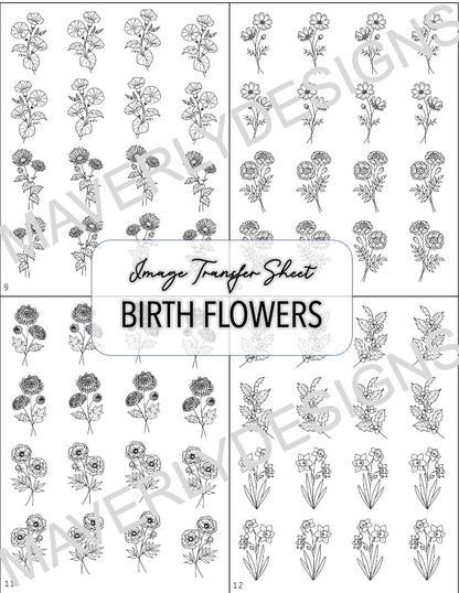 B&W - Birth Month Transfer Paper (12 Sheets) - February Launch