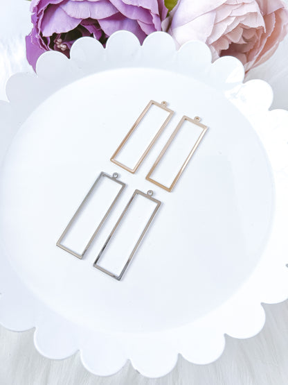 Slim Rectangle Pendant Bezel - 10 PIECES
