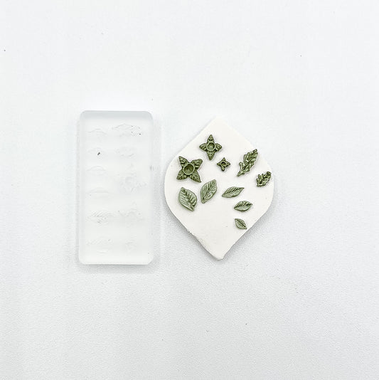 Micro Floral Mold 016 - Various Leaves and Floral Leaf Base