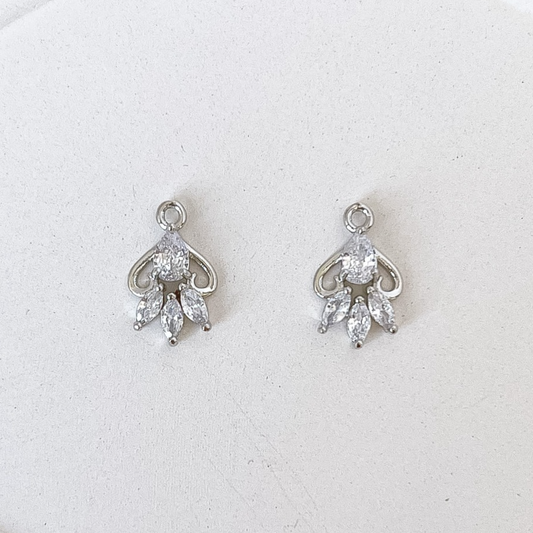 Silver CZ Pendant Charm - 10 PIECES