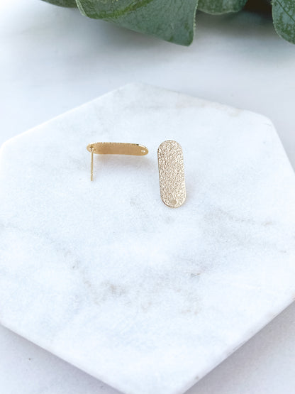 Long Solid Textured Oval Stud Finding - 10 PIECES