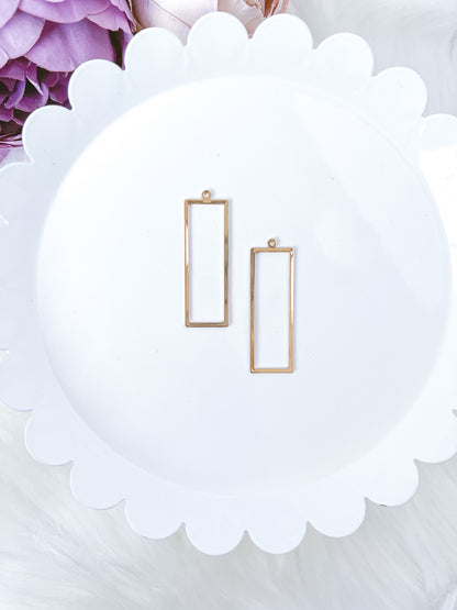 Slim Rectangle Pendant Bezel - 10 PIECES