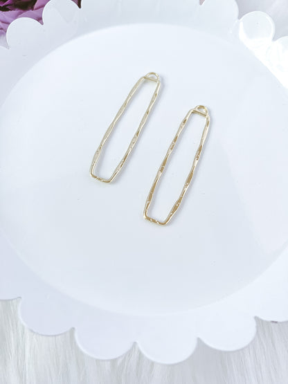 Long Hammered Rectangle Bezel - 10 PIECES