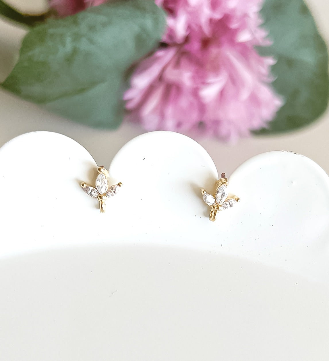 18K Tri Leaf Stud Findings - 10 PIECES