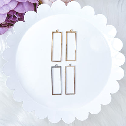 Slim Rectangle Pendant Bezel - 10 PIECES