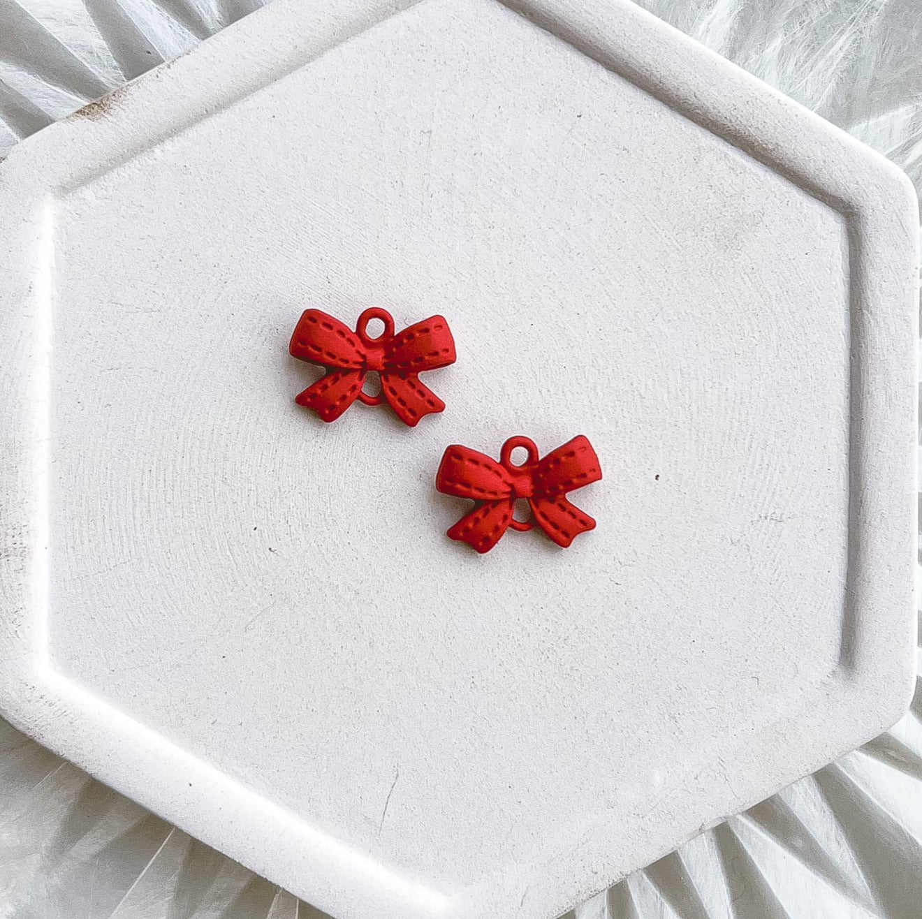 Red Ribbon Bow Connector -10 PIECES