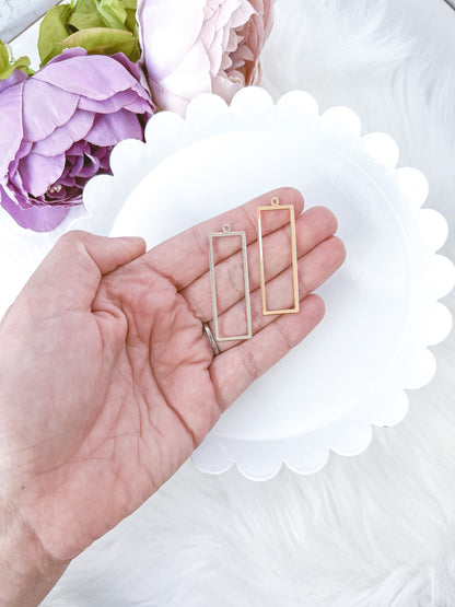 Slim Rectangle Pendant Bezel - 10 PIECES