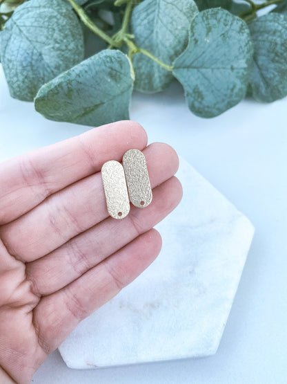 Long Solid Textured Oval Stud Finding - 10 PIECES