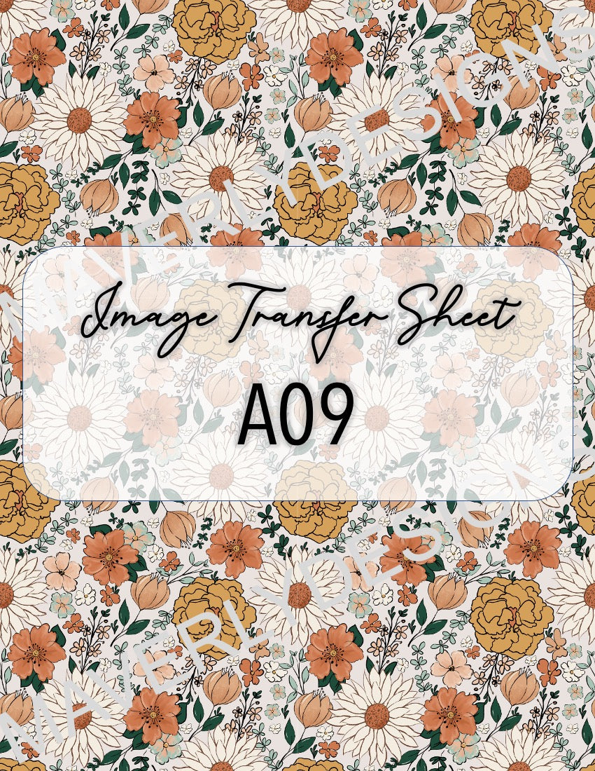 Image Transfer Sheet - A09 - Rustic Florals