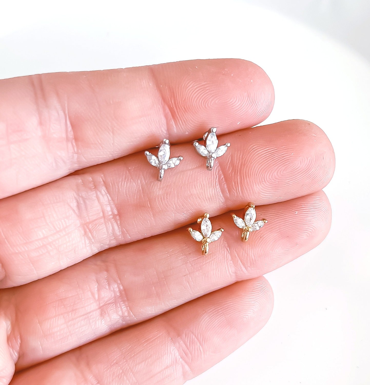 18K Tri Leaf Stud Findings - 10 PIECES