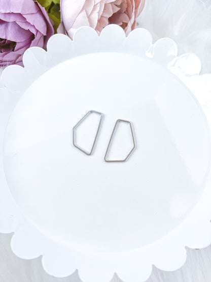 Abstract Pentagon Silver Bezel - 10 PIECES