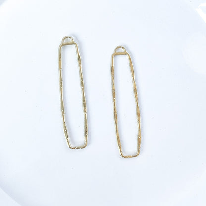 Long Hammered Rectangle Bezel - 10 PIECES