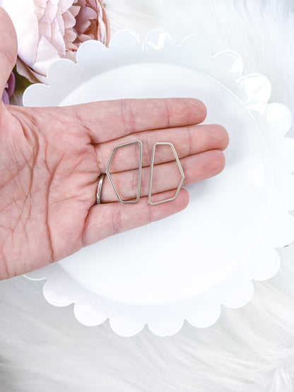 Abstract Pentagon Silver Bezel - 10 PIECES