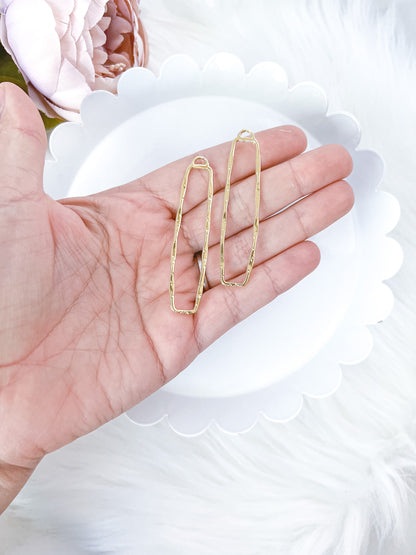 Long Hammered Rectangle Bezel - 10 PIECES