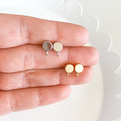 18K Flat Button Stud Finding - 10 Pieces